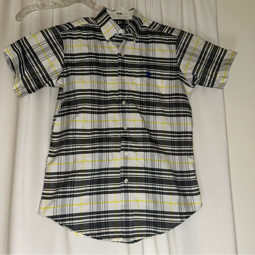 U.S. Polo Assn Men’s Short Sleeve Plaid Button Up Shirt Size S Cotton Blend